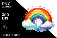 Colorful Ranbow with Stars | Sublimation | Clipart Product Image 3