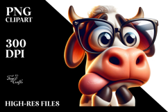 Goofy Cartoon Cow with Dramatic Expression, PNG Product Image 2