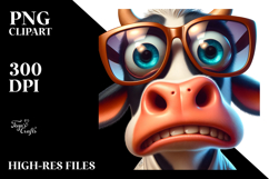 Goofy Cartoon Cow with Oversized Sunglasses PNG Product Image 2