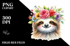 dancing Baby Sloth in Watercolor PNG Product Image 3