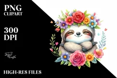 dancing Baby Sloth in Watercolor PNG Product Image 1
