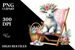 Young Lamb Beach Chair Sublimation Clipart Product Image 1