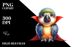 Funny Baby Macaw in Front of Spider Web | Watercolor Clipart Product Image 2
