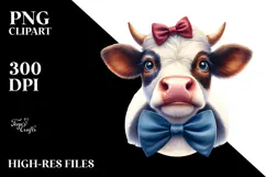 Funny Cow with Bow and Tie, Transparent PNG Product Image 2