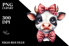 Funny Cow with Bow and Tie, PNG Product Image 2