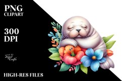 Colorful Baby Walrus Sleeping | Clipart Product Image 1