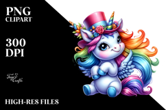 Playful Baby Unicorn, Colorful PNG Product Image 2