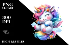 Playful Baby Unicorn, Colorful PNG Product Image 2
