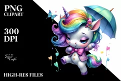 Cute Baby Unicorn Dancing, PNG Product Image 1