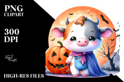 Cute Baby Cow Halloween Drawing PNG Product Image 2