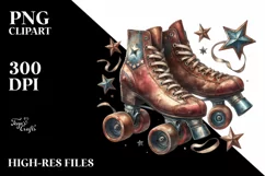 Vintage Roller Skate Stars | Sublimation Clipart Product Image 1