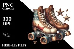 Vintage Roller Skate Stars | Sublimation Clipart Product Image 1