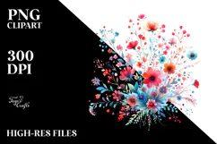 Colorful Abstract Red Flowers PNG Product Image 2