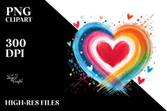 Heart with Wings Simple Paintbrush Style PNG Product Image 2