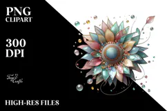 Abstract Pastel Shiny Sunflower Flower PNG Product Image 2