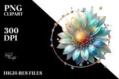 Abstract Pastel Shiny Sunflower Flower PNG Product Image 2