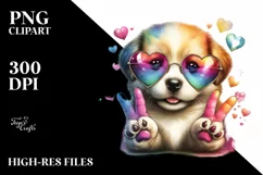 Colorful Heart Sunglasses Art PNG Product Image 2
