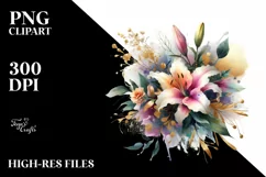 Abstract Vibrant Bouquet Gold Foil Lily Product Image 3