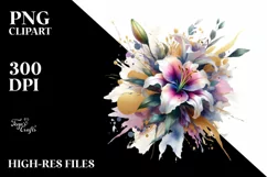 Abstract Vibrant Bouquet Gold Foil Lily Product Image 1
