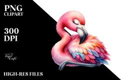 Vibrant Baby Flamingo Clipart | Sleeping Product Image 1
