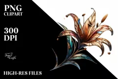 Wooden Stained Lily Made of Material | Sublimation Clipart Product Image 1