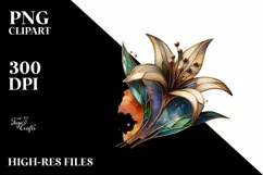 Wooden Stained Lily Made of Material | Sublimation Clipart Product Image 1