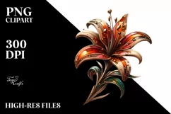 Wooden Stained Lily Made of Material | Sublimation Clipart Product Image 1