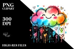 Colorful Smile Cloud with Hearts, PNG Product Image 2