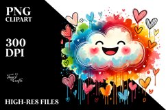 colorful Cloud with Hearts, PNG Product Image 2