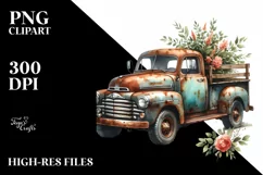 Vintage Pickup Truck Sublimation Clipart Product Image 1