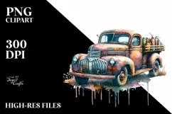 Vintage Pickup Truck Sublimation Clipart Product Image 3