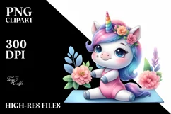 Yoga Instructor Baby Unicorn | Clipart Product Image 1