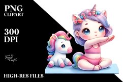 Cute Baby Unicorn Yoga Instructor | | Clipart Product Image 1
