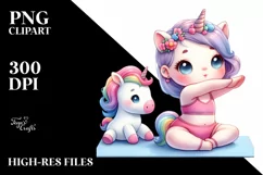 Cute Baby Unicorn Yoga Instructor | | Clipart Product Image 1
