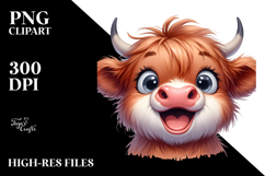 Funny Baby Face Highland Cow, PNG Product Image 2