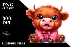 Funny Baby Face Highland Cow, PNG Product Image 2