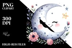 Very Simple Smiling Whimsical Half Moon, High-Res PNG Product Image 2