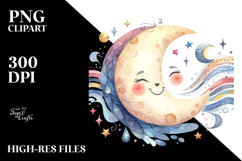 Very Simple Smiling Whimsical Half Moon, High-Res PNG Product Image 2