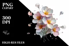 Primrose with Metallic Insertions, Watercolor PNG Product Image 1