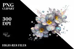 Primrose with Metallic Insertions, Watercolor PNG Product Image 1
