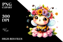 Vibrant Flower Crown Bee | Clipart Product Image 2