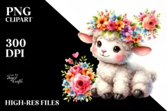 sitting Baby Lamb in Watercolor PNG Product Image 3