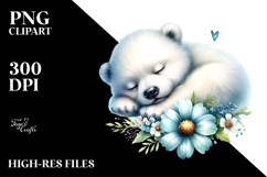 Digital Watercolor with Baby Polar Bear on Flower Product Image 2