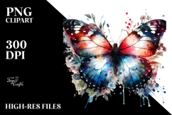 Grungy Butterfly with Splashes PNG Product Image 2
