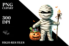 Simple Funny Haloween Clipart with MUMMY PNG Product Image 2