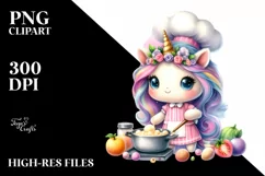 Cute Baby Unicorn Cooking | Sublimation | Clipart Product Image 3