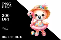 Colorful Baby Flamingo | Summer Clipart Product Image 3