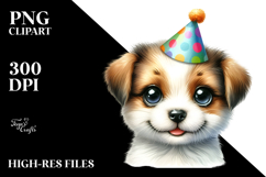 Playful Baby Puppy with Party Hat, Transparent PNG Product Image 2