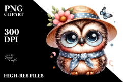 Watercolor Cute Baby Owl PNG Product Image 2