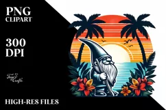 Retro Tropical Gnome Sunset | Sublimation | PNG Clipart Product Image 3